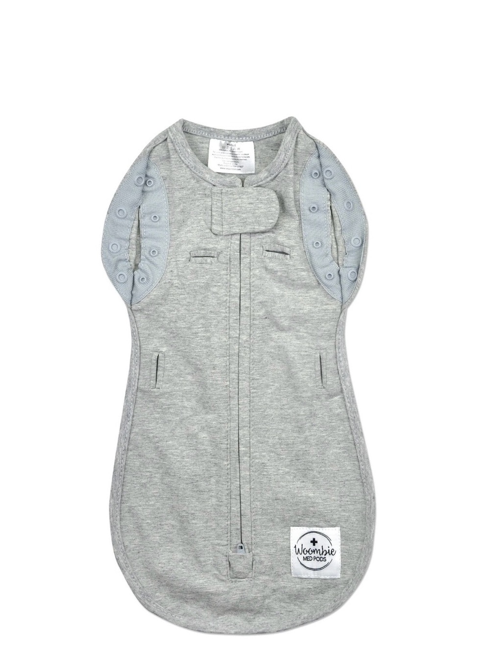 Woombie Grey Med Pod Infant Sleep Sack Swaddle, newborn 5-13lbs